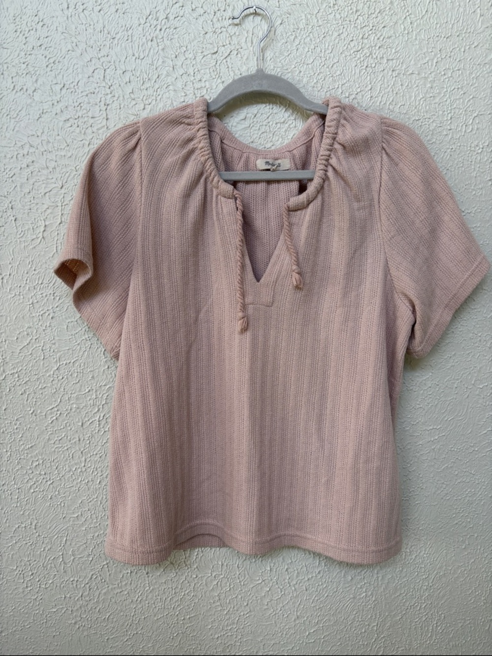 MADEWELL Dusty Pink Pointelle Top with Rope Tie